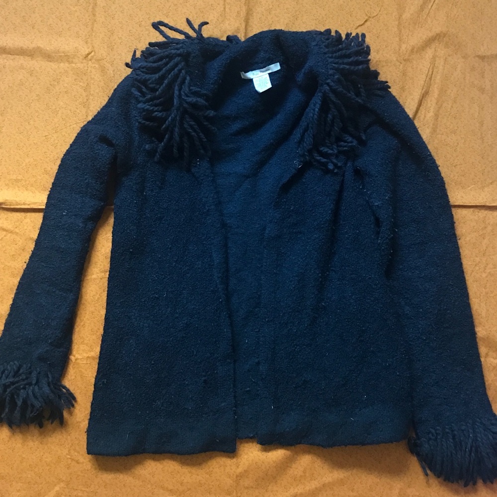 Free People black Fringe Sweater